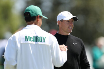 Rory McIlroy with caddie Harry Diamond (Photo by Richard Heathcote/Getty Images)