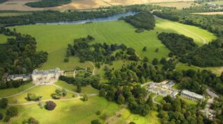 AERIAL SHOT OF LUTON HOO, WHICH SHOWS WHERE THE SIGNATURE HOLES WILL BE LOCATED BY THE LAKE OF THE NEW RYDER CUP COURSE