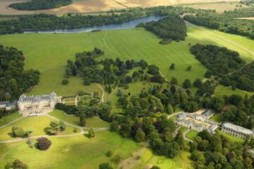 AERIAL SHOT OF LUTON HOO, WHICH SHOWS WHERE THE SIGNATURE HOLES WILL BE LOCATED BY THE LAKE OF THE NEW RYDER CUP COURSE